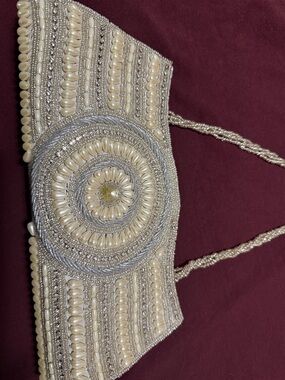 Beaded Ivory Evening Clutch - Unbranded